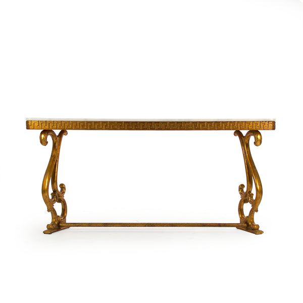 Emeline Console Off-White Top, Gold Leaf Base LI-SH15-26-116 Zentique