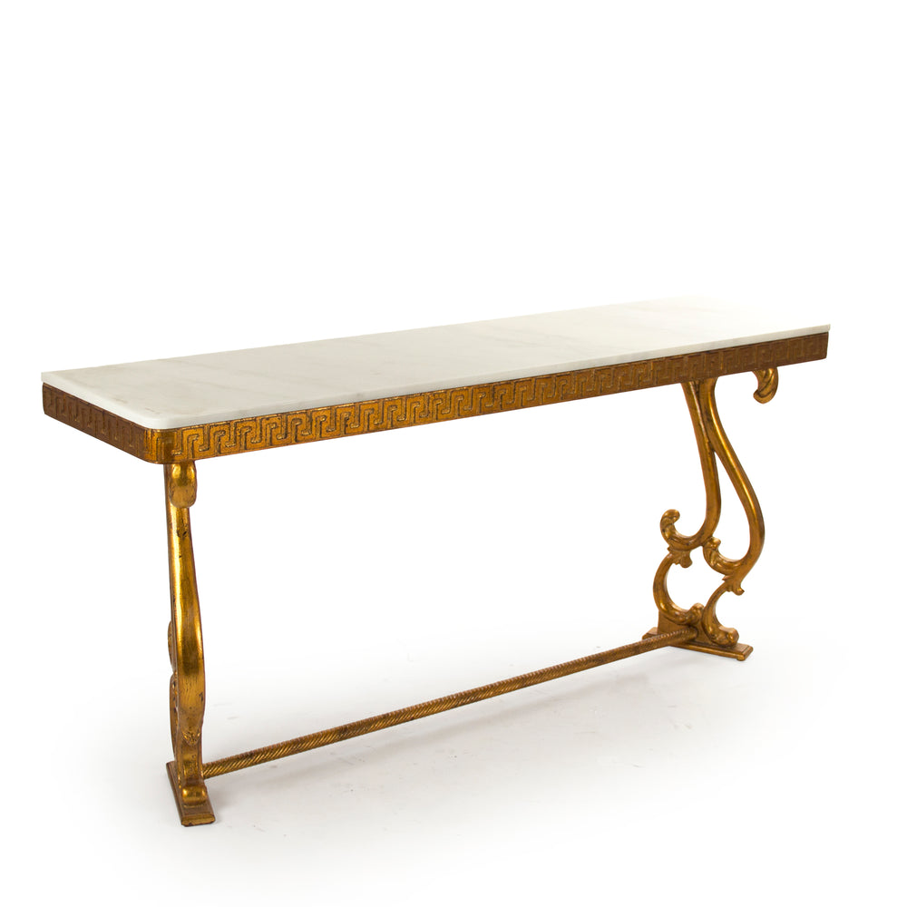 Emeline Console Off-White Top, Gold Leaf Base LI-SH15-26-116 Zentique