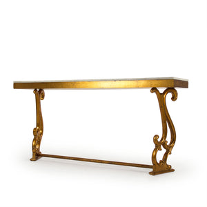 Emeline Console Off-White Top, Gold Leaf Base LI-SH15-26-116 Zentique