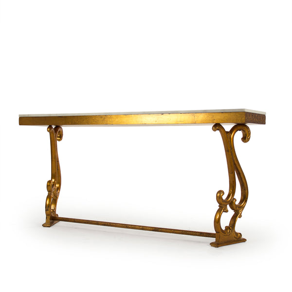 Emeline Console Off-White Top, Gold Leaf Base LI-SH15-26-116 Zentique