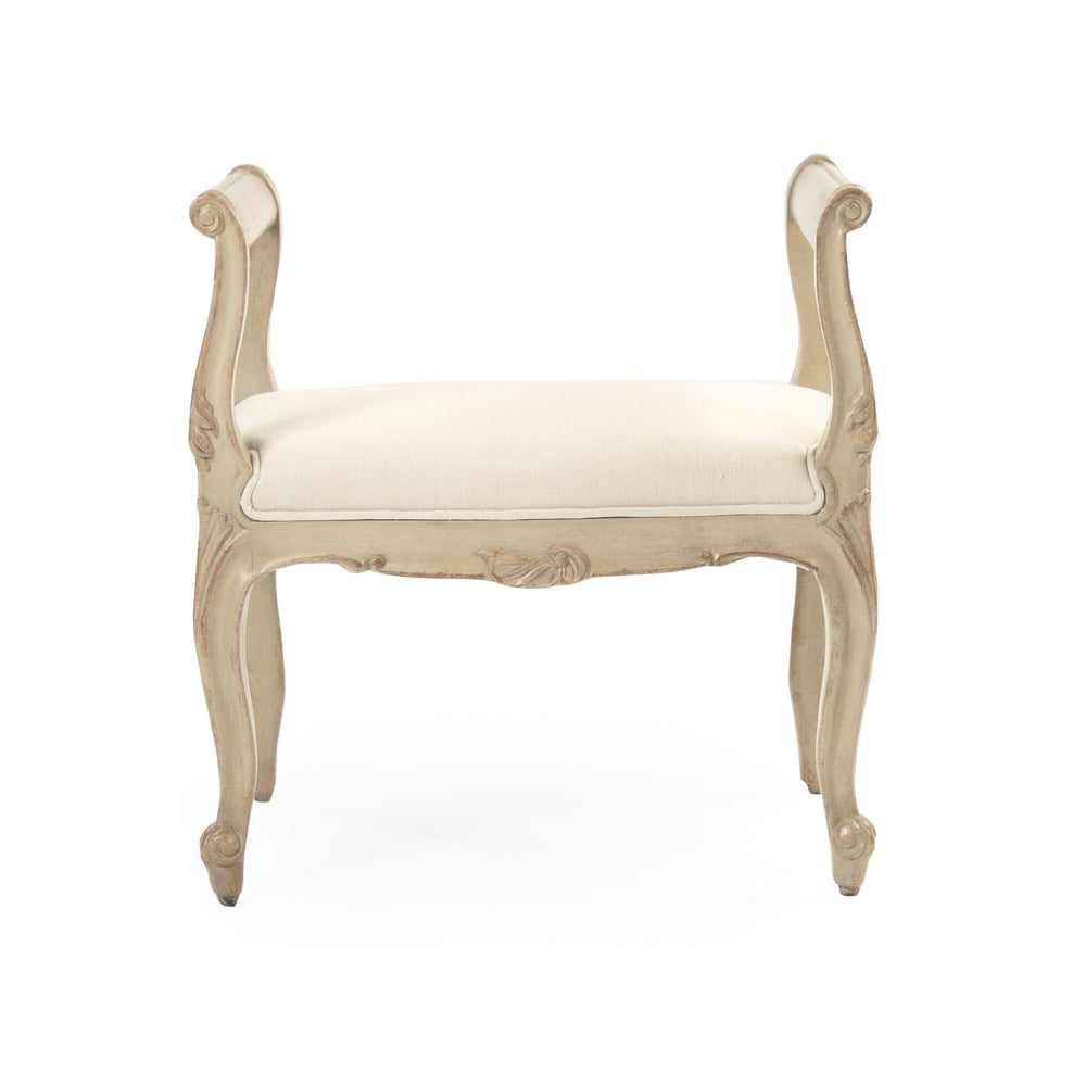 Cammi Stool Distressed Taupe, Off-White Linen LI-SH15-49-08 Zentique