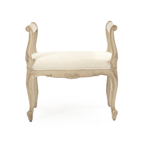 Cammi Stool Distressed Taupe, Off-White Linen LI-SH15-49-08 Zentique