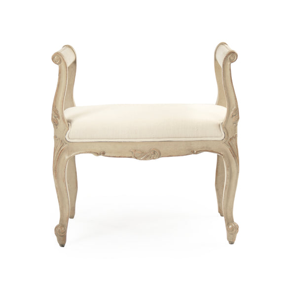 Cammi Stool Distressed Taupe, Off-White Linen LI-SH15-49-08 Zentique