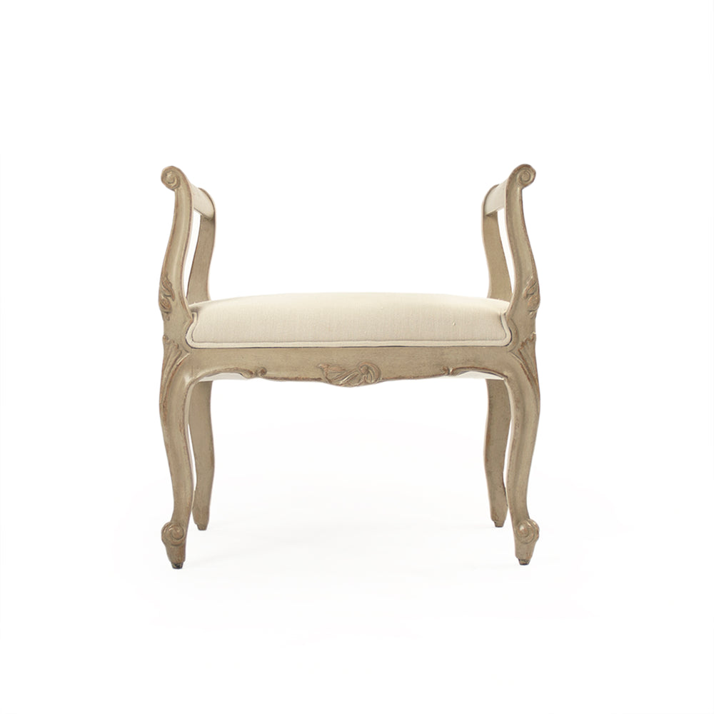 Cammi Stool Distressed Taupe, Off-White Linen LI-SH15-49-08 Zentique