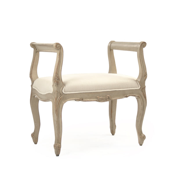 Cammi Stool Distressed Taupe, Off-White Linen LI-SH15-49-08 Zentique