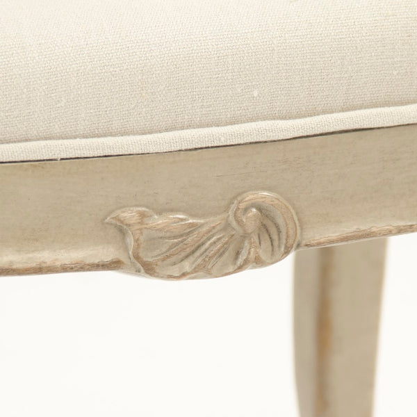 Cammi Stool Distressed Taupe, Off-White Linen LI-SH15-49-08 Zentique