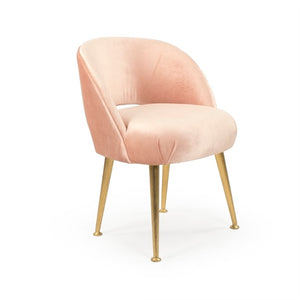 Zentique Selene Velvet Accent Chair Pink with Birch Accents & Iron Frame — Compact, Plush, Modern Comfort for Home LI-SH16-22-106-P