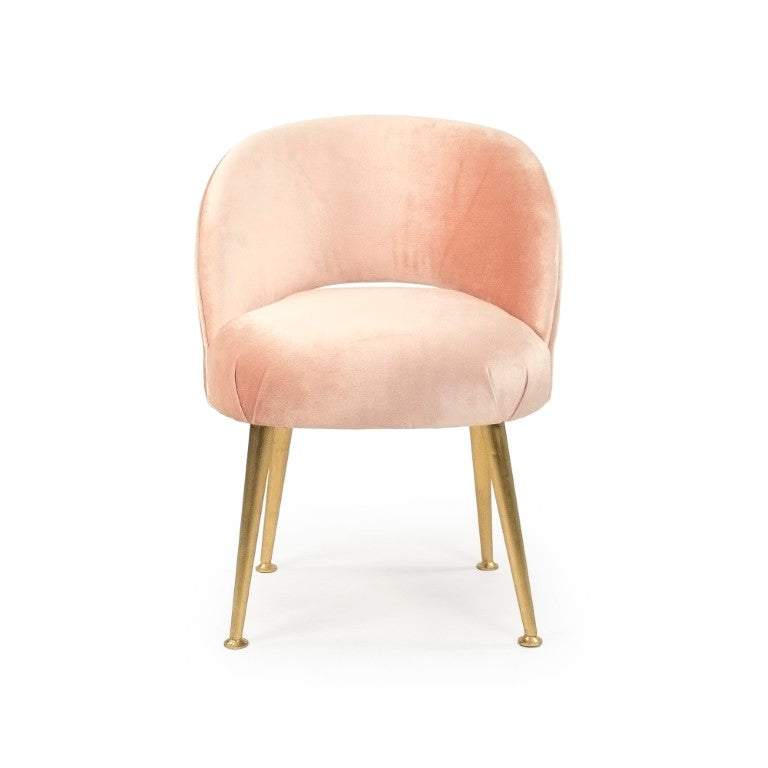Zentique Selene Velvet Accent Chair Pink with Birch Accents & Iron Frame — Compact, Plush, Modern Comfort for Home LI-SH16-22-106-P