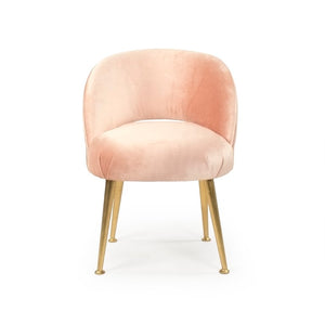 Zentique Selene Velvet Accent Chair Pink with Birch Accents & Iron Frame — Compact, Plush, Modern Comfort for Home LI-SH16-22-106-P