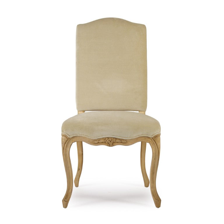 Zentique Cathy Plush Velvet Accent Chair with Birch Frame — Compact Ergonomic Seat, Modern Tapered Legs (98) Natural Birch, Cream Velvet LI-SH8-22-15