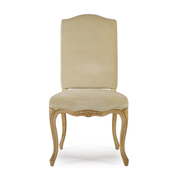 Zentique Cathy Plush Velvet Accent Chair with Birch Frame — Compact Ergonomic Seat, Modern Tapered Legs (98) Natural Birch, Cream Velvet LI-SH8-22-15