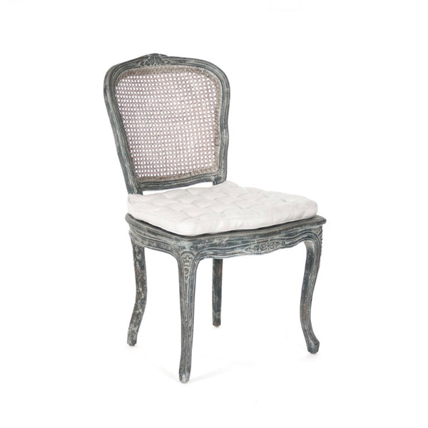 Zentique Annette Distressed Blue Linen Accent Chair with Solid Birch Frame, Coastal Vintage Charm, 21"W LI-SH8-22-19-1 Distressed Blue