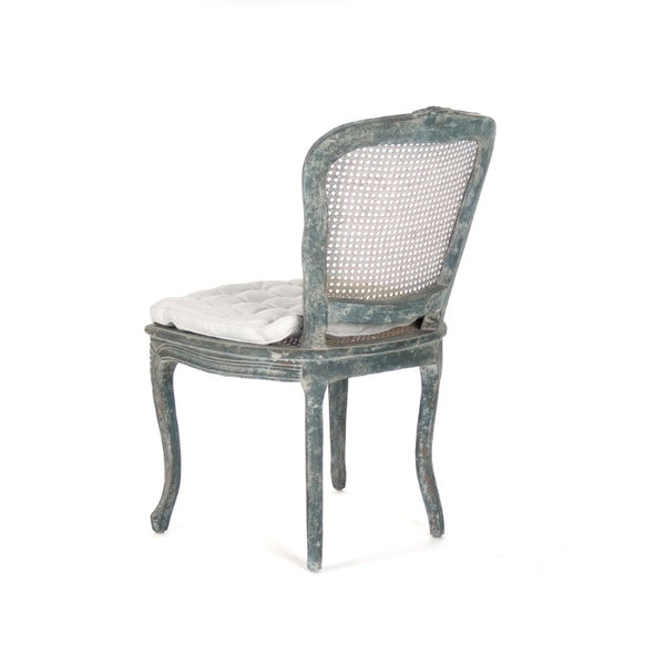 Zentique Annette Distressed Blue Linen Accent Chair with Solid Birch Frame, Coastal Vintage Charm, 21"W LI-SH8-22-19-1 Distressed Blue