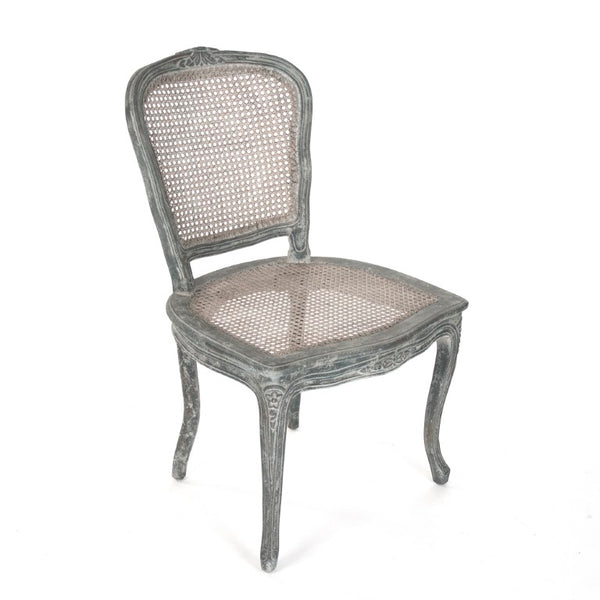 Zentique Annette Distressed Blue Linen Accent Chair with Solid Birch Frame, Coastal Vintage Charm, 21"W LI-SH8-22-19-1 Distressed Blue