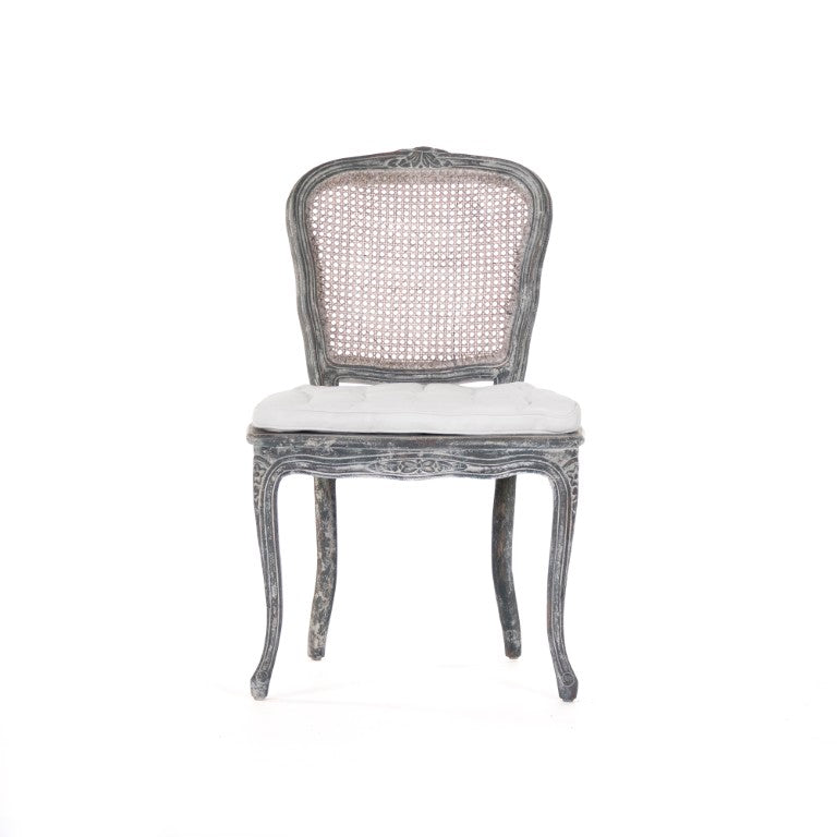 Zentique Annette Distressed Blue Linen Accent Chair with Solid Birch Frame, Coastal Vintage Charm, 21"W LI-SH8-22-19-1 Distressed Blue
