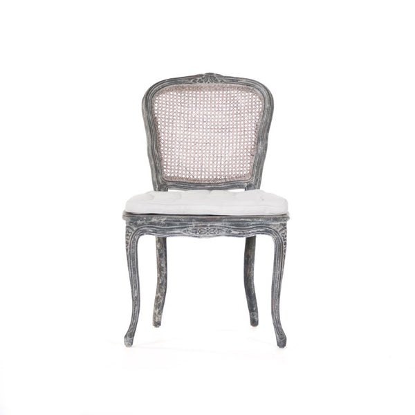 Zentique Annette Distressed Blue Linen Accent Chair with Solid Birch Frame, Coastal Vintage Charm, 21"W LI-SH8-22-19-1 Distressed Blue