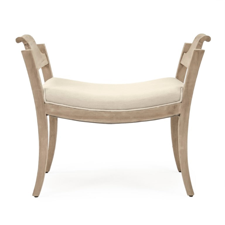 Zentique Mila Walnut Stool with Linen Seat — Compact Modern Vanity & Accent Seating, Solid Frame, Durable Finish LI-SH9-18-20