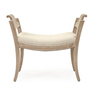 Zentique Mila Walnut Stool with Linen Seat — Compact Modern Vanity & Accent Seating, Solid Frame, Durable Finish LI-SH9-18-20