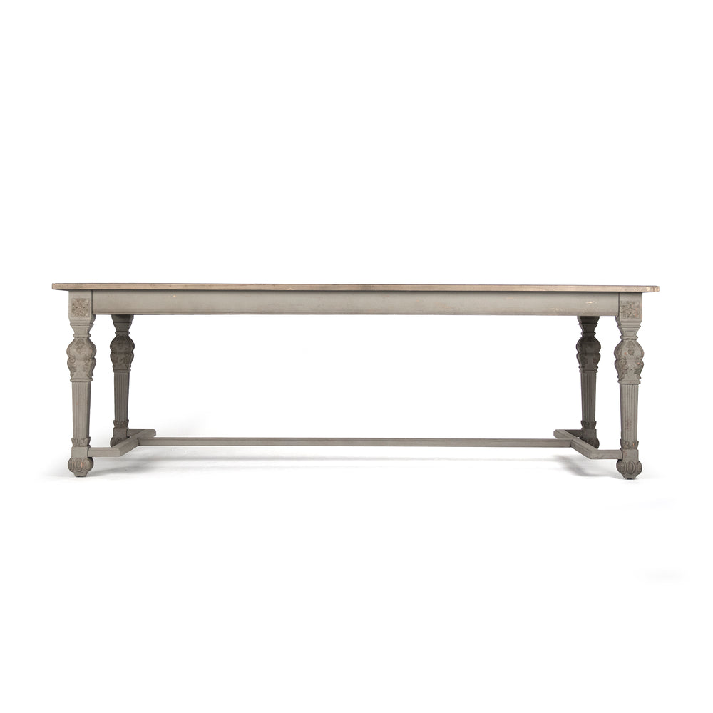 San Francisco Dining Table Dry Natural Top, Distressed Grey Base LI-SH9-25-26 Zentique