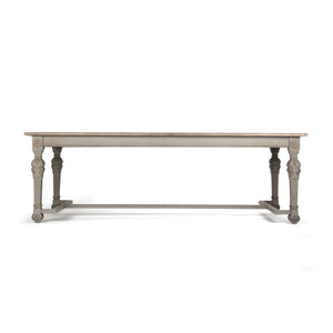 San Francisco Dining Table Dry Natural Top, Distressed Grey Base LI-SH9-25-26 Zentique