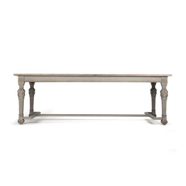 San Francisco Dining Table Dry Natural Top, Distressed Grey Base LI-SH9-25-26 Zentique