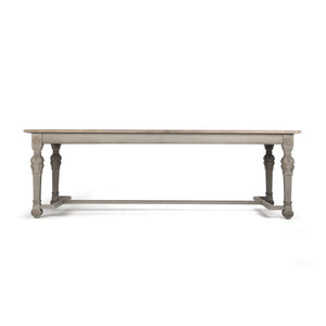 San Francisco Dining Table Dry Natural Top, Distressed Grey Base LI-SH9-25-26 Zentique