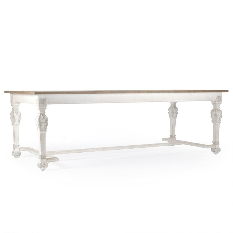 Zentique San Francisco Dining Table White lacquered elm-birch top, durable stain-resistant finish, seats 6–8, modern centerpiece LI-SH9-25-26 White