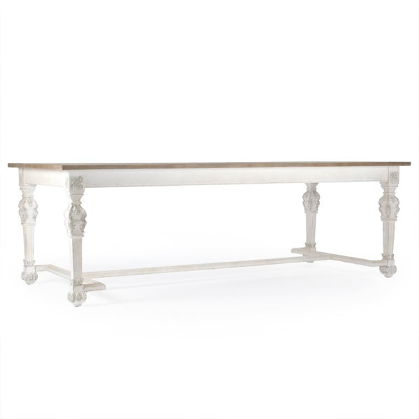 Zentique San Francisco Dining Table White lacquered elm-birch top, durable stain-resistant finish, seats 6–8, modern centerpiece LI-SH9-25-26 White