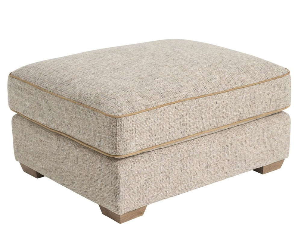 Universal Furniture Liam Ottoman - Handcrafted Elegance With Fargo Birch Fabric & Winchester Sandstone Leather Accents  100% Polyester U435504-1769-1-universal