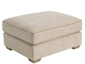Universal Furniture Liam Ottoman - Handcrafted Elegance With Fargo Birch Fabric & Winchester Sandstone Leather Accents  100% Polyester U435504-1769-1-universal