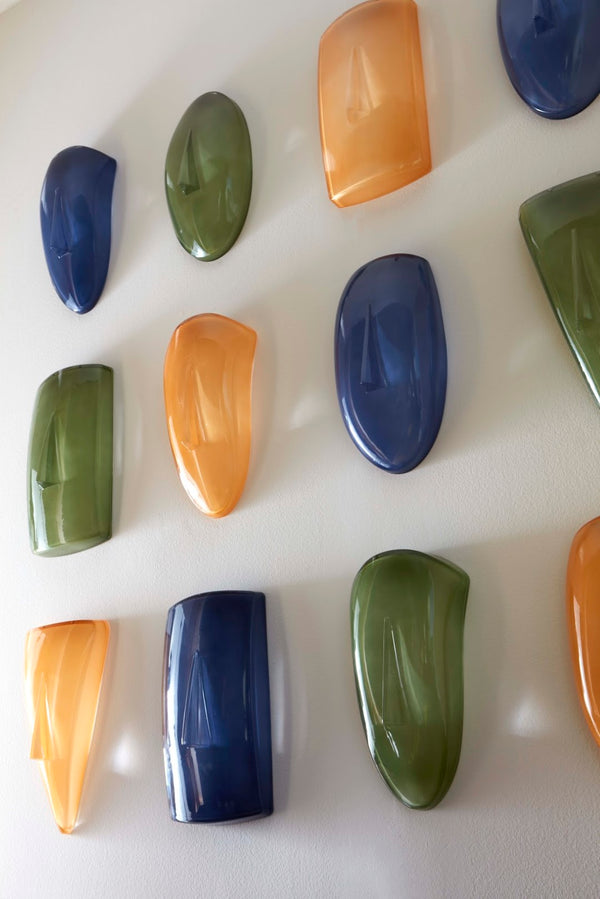 Phillips Collection Oval Cycladic Wall Art - Enchanting Geometric Faces Inspired By Ancient Greek Design For Your Home Green Glass Ch119134