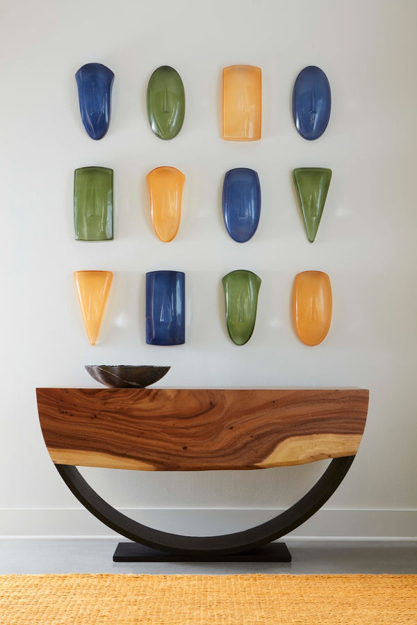 Phillips Collection Triangle Cycladic Wall Art - Modern Geometric Faces For Vibrant Home Decor And Inspired Conversations Blue Glass Ch119145