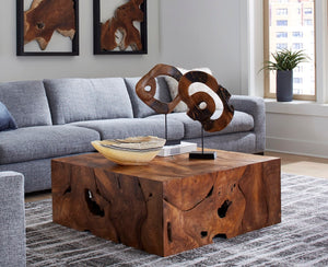 Phillips Collection Carved Teak Swirl Sculpture On Stand - Unique Organic Artistry With Modern Design For Home Decor Brown,Black Wood Id102123