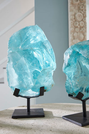 Phillips Collection Refractory Glass Sculpture: Luminous Art Piece With Natural Character And Contemporary Elegance Blue Glass Id111093