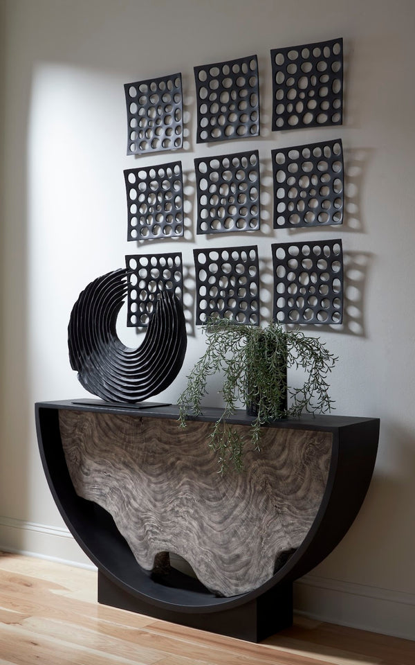 Phillips Collection Polka Dot Wall Tile, Black - Handcrafted Resin Sculpture For Stunning Accent Walls & Gallery Displays Black Resin Id112735