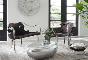 Phillips Collection Graven Live Edge Bench In Black - Unique Reclaimed Teak With Sculptural Stainless Steel Legs Brown,Black Wood ,Teak Id112788