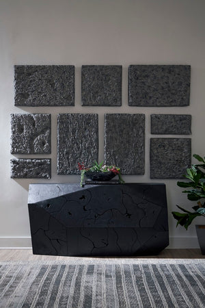 Phillips Collection Etched Rock Puzzle Wall Tiles Set Of 9 – Unique Natural Stone Decor For Endless Design Possibilities Gray Resin Id114681