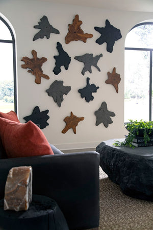 Phillips Collection Freeform Teak Wall Slice Art - Unique Natural Wood Decor For Statement & Gallery Walls, Handmade Gray Wood ,Teak Id114683