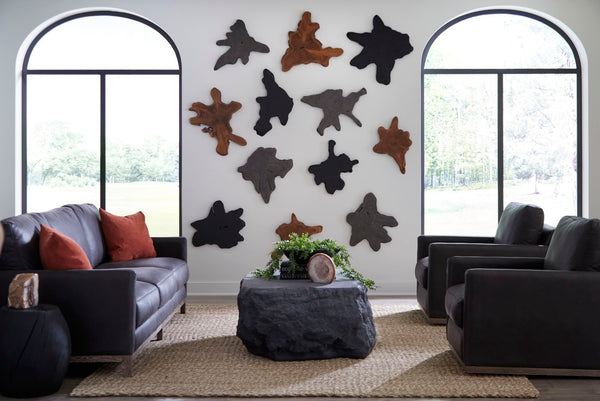 Phillips Collection Freeform Teak Wall Slice Art - Unique Natural Wood Decor For Statement & Gallery Walls, Handmade Black Wood ,Teak Id114687