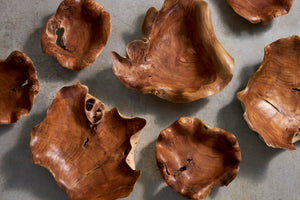 Phillips Collection Carving Bowl - Hand-crafted Teak Root Design For Elegant Tabletop Decor And Unique Style Brown Wood Id114854