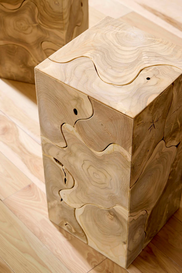 Phillips Collection Teak Slice Pedestal: Artisan-crafted Wood Accent For Modern, Organic, And Industrial Interiors Beige Wood ,Teak Id116321