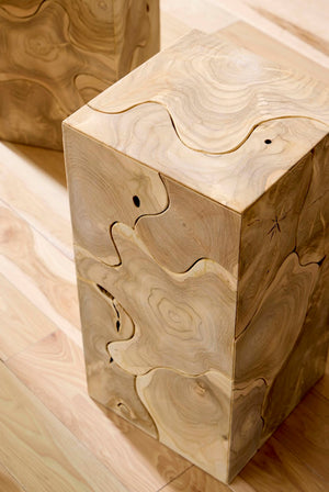 Phillips Collection Teak Slice Pedestal: Artisan-crafted Wood Accent For Modern, Organic, And Industrial Interiors Beige Wood ,Teak Id116322