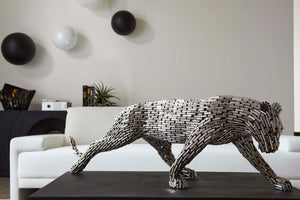 Phillips Collection Panther Pipe Sculpture By Timbul Raharjo - Exquisite Modern Art Piece For Contemporary Spaces Silver Metal ,Stainless Steel Id116840