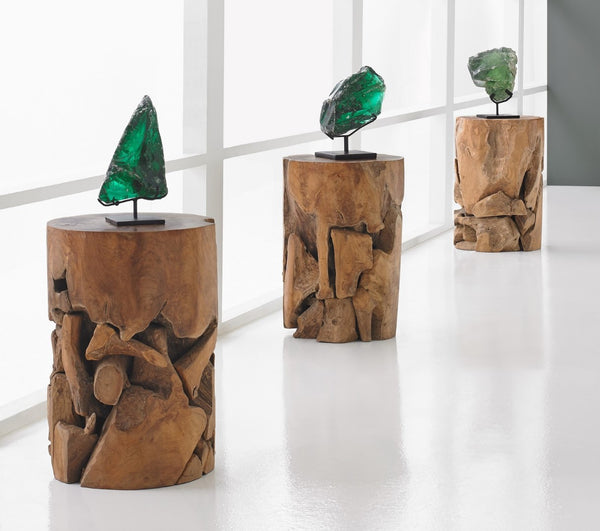 Phillips Collection Teak Chunk Round Side Table - Handcrafted Teak Wood Beauty For Contemporary And Rustic Styles Brown Wood Id65142