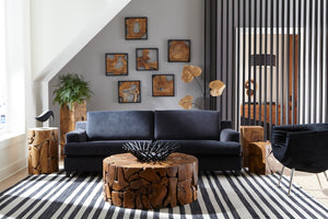 Phillips Collection Framed Slice Wall Tile - Teak Wood Art In Modern Black Frame For Elegant Home Décor Enhancements Brown Wood ,Teak Id65155