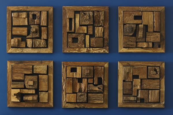 Phillips Collection Asken Wall Tile - Handcrafted Reclaimed Wood Art With Unique Cut-outs For Modern Organic Decor Brown Wood Id66897