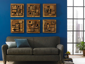 Phillips Collection Asken Wall Tile - Handcrafted Reclaimed Wood Art With Unique Cut-outs For Modern Organic Decor Brown Wood Id66897