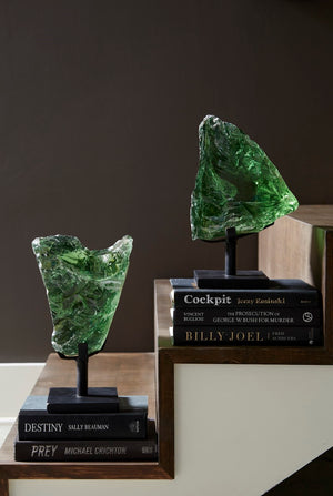 Phillips Collection Refractory Glass Sculpture: Luminous Art Piece With Natural Character And Contemporary Elegance Green Glass Id68665