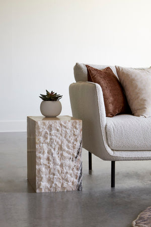 Phillips Collection Onyx Stool - Artisan-crafted Natural Accent For Extra Seating Or Elegant Side Table Decor Brown Stone Id74219