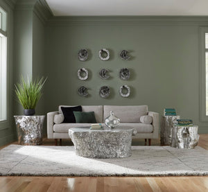 Phillips Collection Cast Eroded Wood Circle Wall Tile - Modern Organic Design With Silver Leaf Finish For Unique Spaces Silver Resin Composite Ph102835